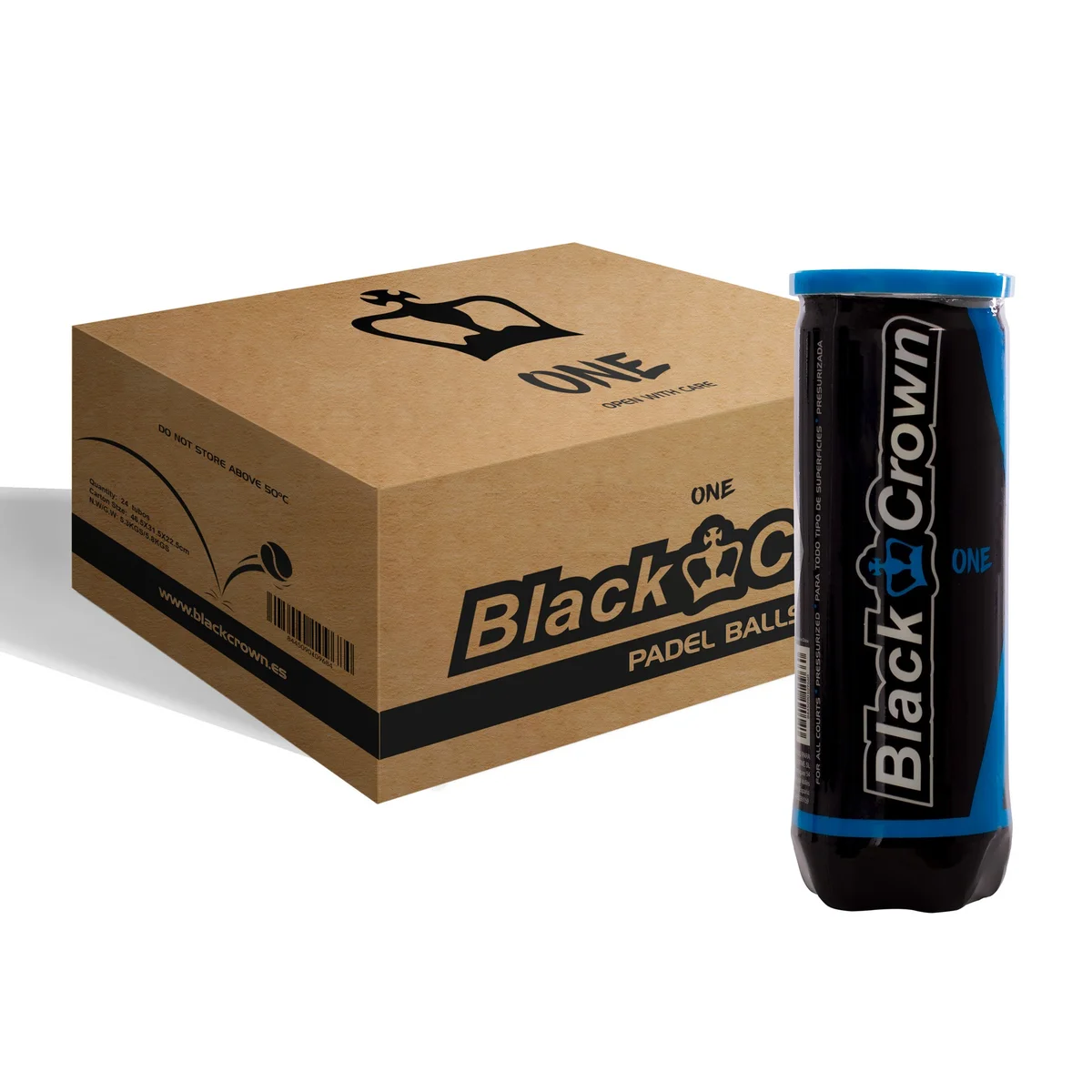 Caja 24 Botes De 3 Pelotas Padel Black Crown One