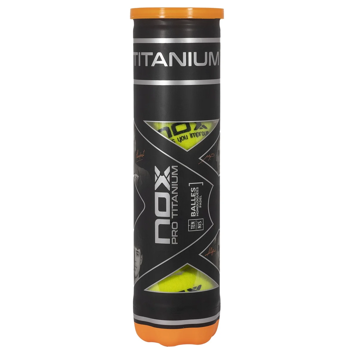 Nox Bote de 4 pelotas de pádel PRO TITANIUM